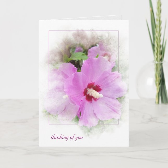 pink hibiscus with mask frame card (Front)