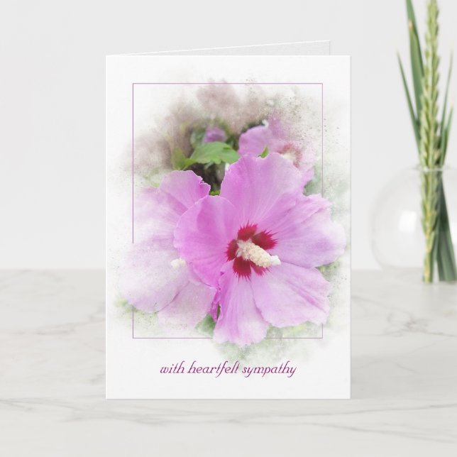 pink hibiscus with mask frame sympathy card (Front)