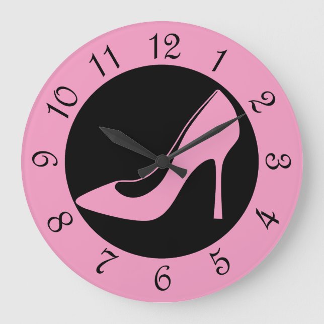 Pink High Heel Shoe Large Clock (Front)