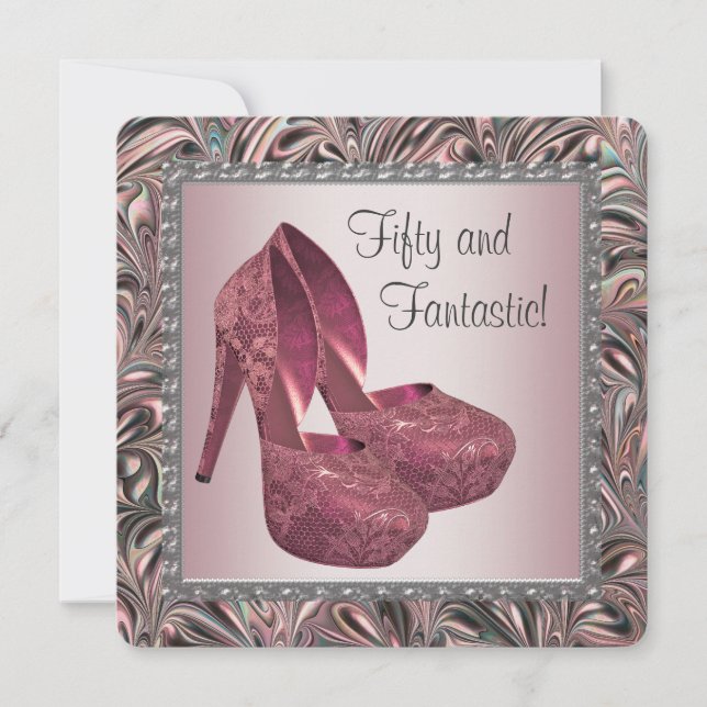 Pink High Heel Shoes Birthday Party Invitation (Front)
