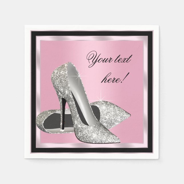 Pink High Heel Shoes Napkin (Front)