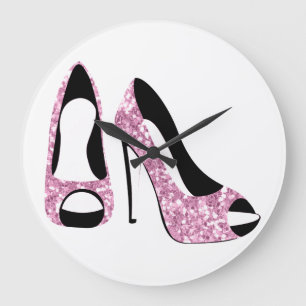 Pink High Heel Stiletto Face Large Clock
