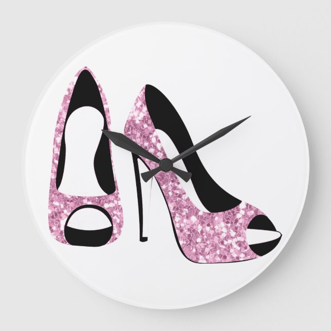 Pink High Heel Stiletto Face Large Clock (Front)