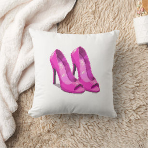 Pink High Heels 64-Bit Pixel Art Style Cushion