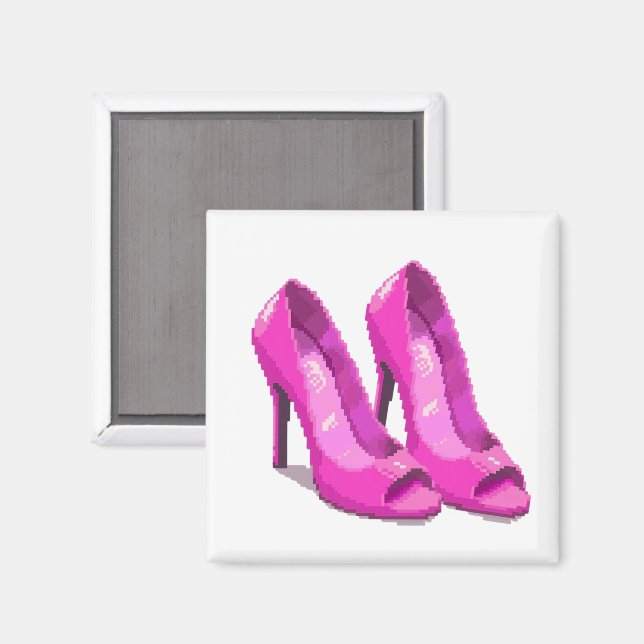 Pink High Heels 64-Bit Pixel Art Style Magnet (Front/Back)