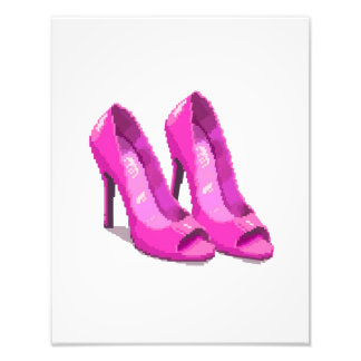Pink High Heels 64-Bit Pixel Art Style Photo Print