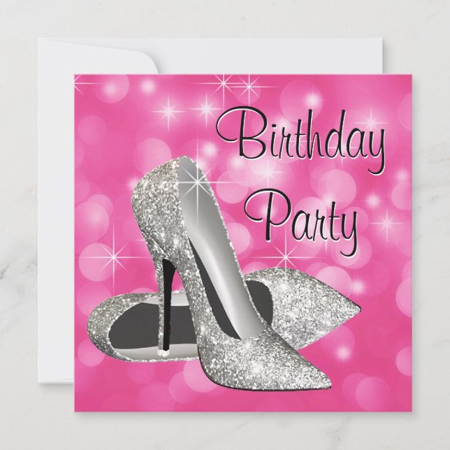 Pink High Heels Any Number Birthday Party Invitation (Front)