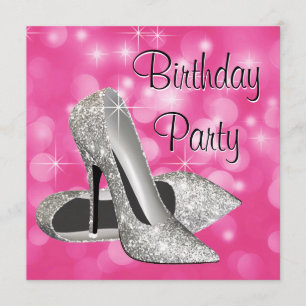 Pink High Heels Any Number Birthday Party Invitation