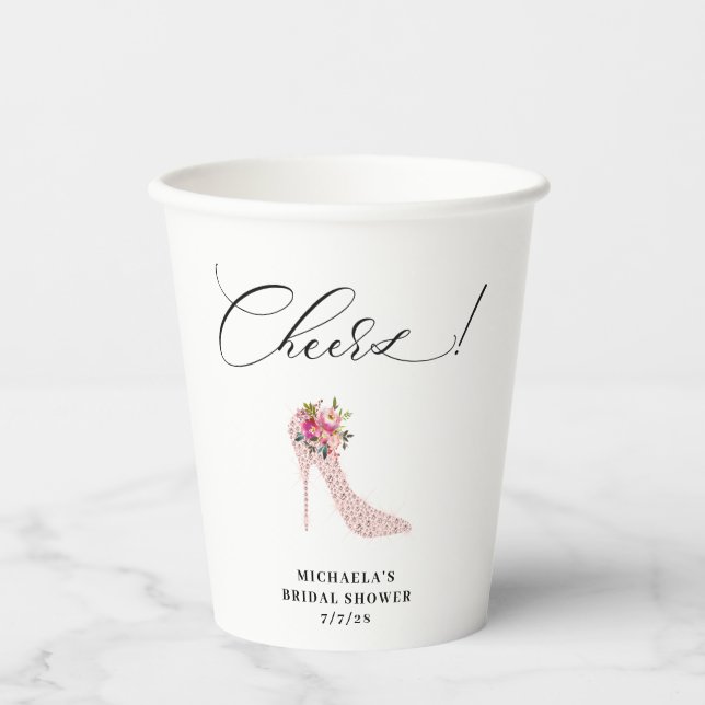 Pink High Heels Bridal Shower Paper Cups (Front)
