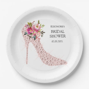 Pink High Heels Bridal Shower Paper Plate