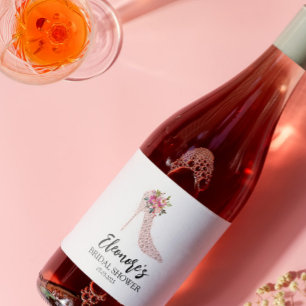 Pink High Heels Bridal Shower Sparkling Wine Label