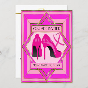 Pink High Heels Cancer Awareness Invitation