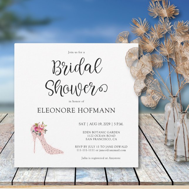 Pink High Heels Square Bridal Shower Invitation (Creator Uploaded)