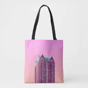 PINK HIGH RISE BUILDING TOTE BAG