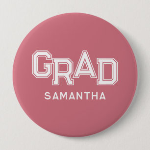 Pink High School Grad Custom Name Graduation 10 Cm Round Badge
