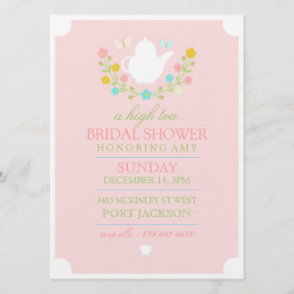 Pink High Tea Bridal Shower Invitation