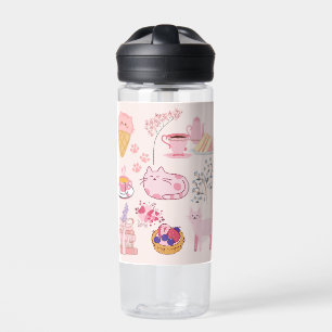 Pink High Tea Cats Water Bottle