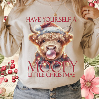 Pink-Highland Cow-Cute Cow-Christmas-Mooey T-Shirt