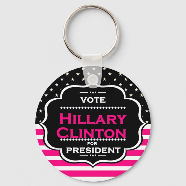 pink hillary clinton key ring (Front)