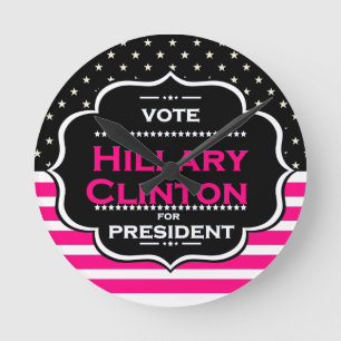 pink hillary clinton round clock