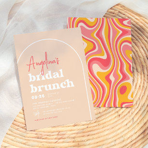 Pink Hippie Boho Modern Arch Brunch Bridal Shower Invitation