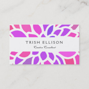 Pink Hippie Flower Retro Modern Business Card