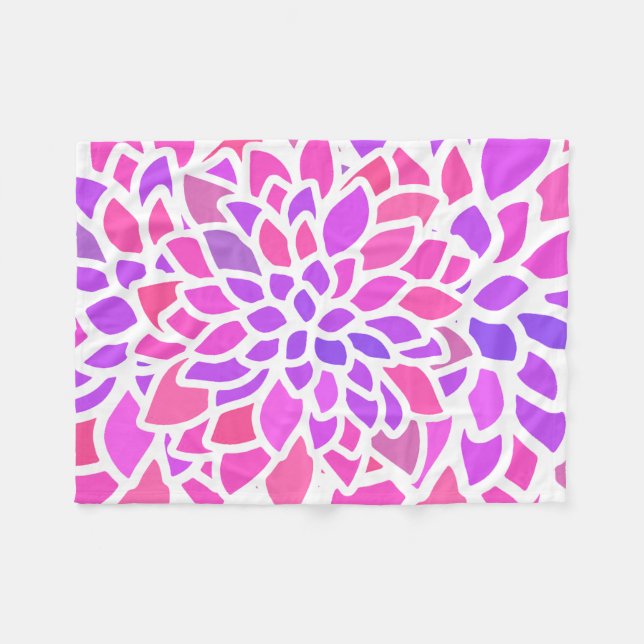 Pink Hippie Flower Retro Modern Fleece Blanket (Front (Horizontal))