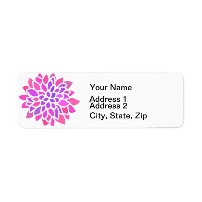 Pink Hippie Flower Retro Modern Return Address Label (Front)