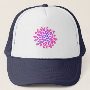 Pink Hippie Flower Retro Modern Trucker Hat