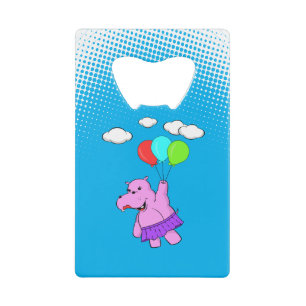 Pink Hippo Flying With Balloons