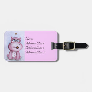 Pink Hippo Luggage Tag