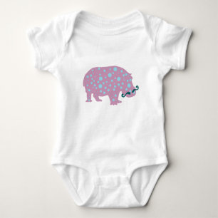 Pink Hippopotamus Baby Jersey Bodysuit