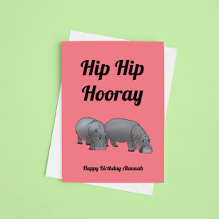 Pink Hippopotamus Birthday  Card
