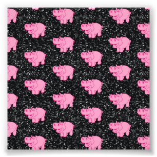 Pink Hippos Cute Hippopotamus Smiling Face Photo Print