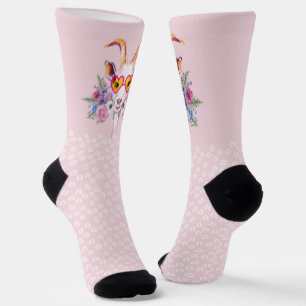 Pink Hipster Goat HoofPrints Socks