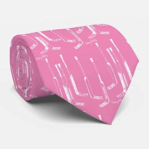Pink Hockey Goalie Sticks Tie