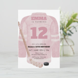 Pink Hockey Jersey Birthday for Girls Sports Party Invitation