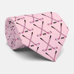 Pink Hockey Sticks and Puck Tie