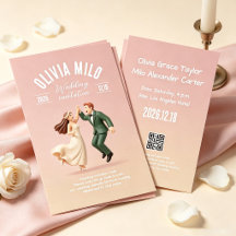 pink holding-hands artwork wedding