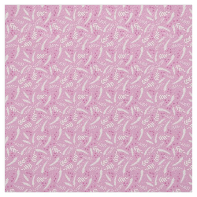 Pink Holiday Pine with Winter Berries Fabric (Swatch)