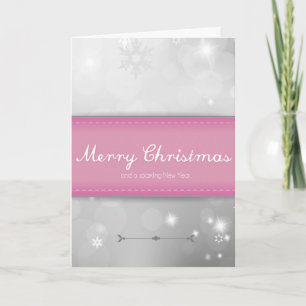 Pink Holiday Sparkle Christmas Card