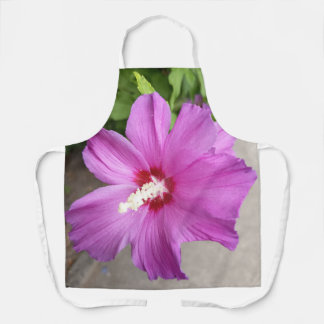 Pink Hollyhock Flower Apron