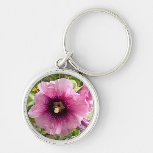 PINK HOLLYHOCK KEY RING (Front)