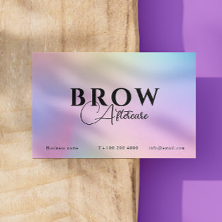 Pink Holographic Iridescent After Care Instruction Business Card