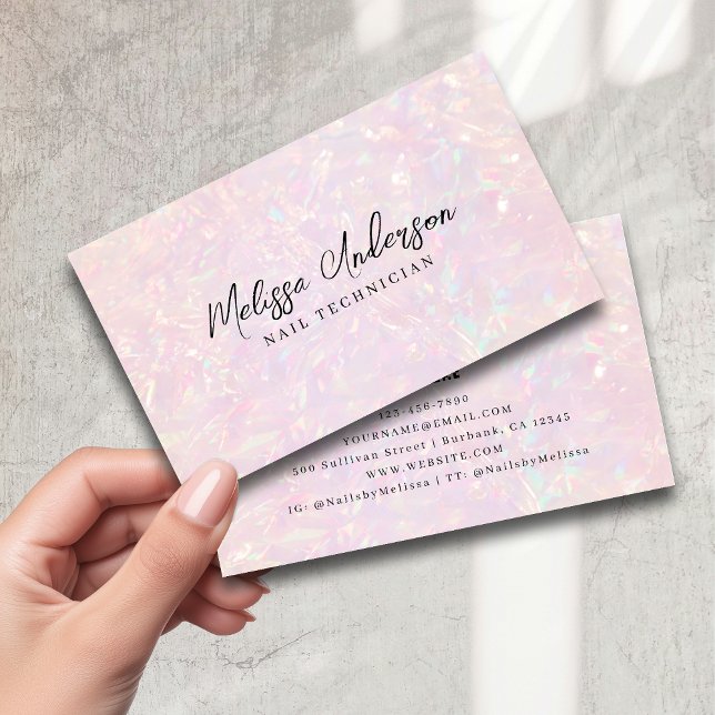 Pink Holographic QR Code Luxe Business Card (Creator Uploaded)