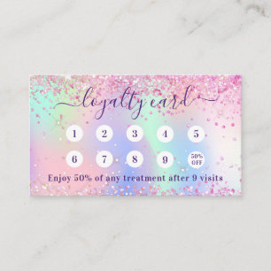 Pink holograpic glitter qr code loyalty card