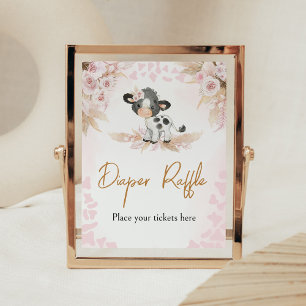 Pink Holy Cow Baby Shower Diaper Raffle Poster