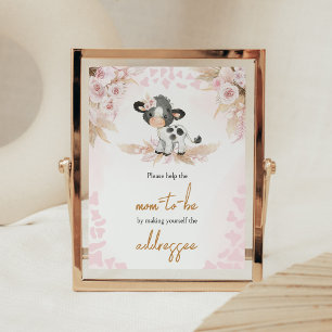 Pink Holy Cow Baby Shower Envelope Station Poster