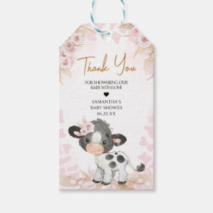 Pink Holy Cow Baby Shower Favour Tags