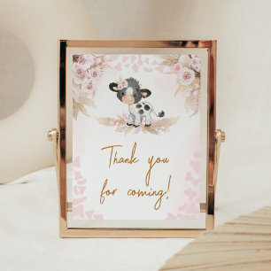 Pink Holy Cow Baby Shower Thank you for Coming Poster